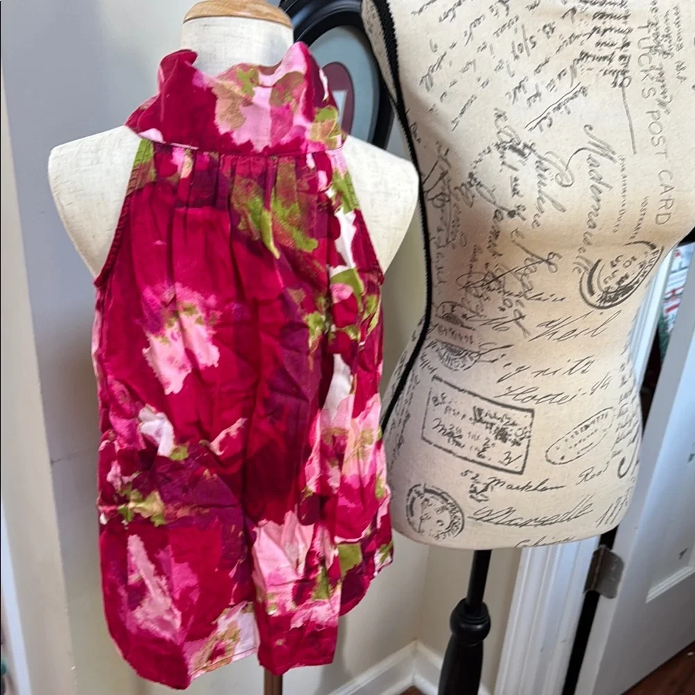 GAP Girls Pink Floral Sleeveless Halter Style  Tie Front Blouse: Stylish!